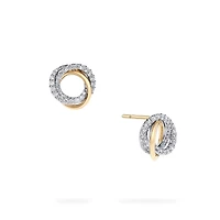 Diamond and Yellow Gold Circle Earrings