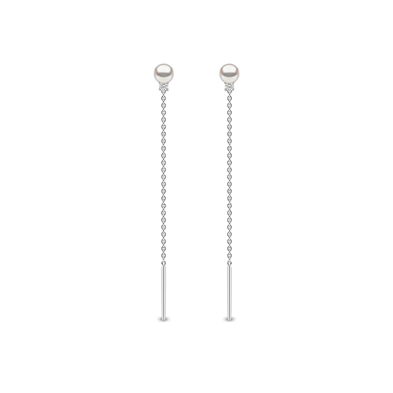 Trend White Gold Pearl and Diamond Earrings