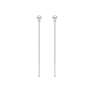 Trend White Gold Pearl and Diamond Earrings