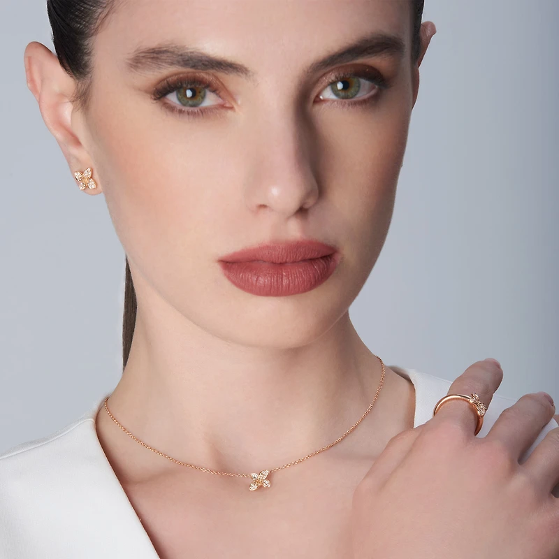 Petit Garden Micro Rose Gold and Diamond Pavé Stud Earrings