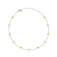 Freshwater Pearl and Stud Yellow Gold Necklace