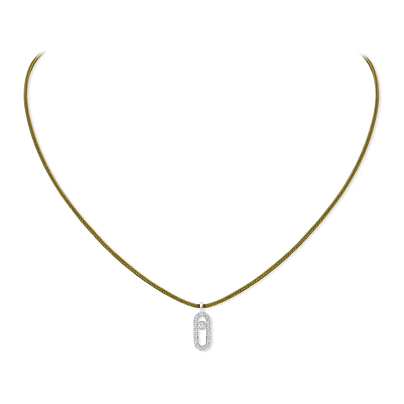 Care(s) White Gold and Diamond Pavé cord Necklace