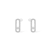 Move Uno Medium White Gold and Diamond Pavé Earrings
