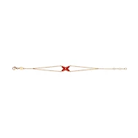 Jeux De Liens Rose Gold Carnelian and Diamond Double Chain Bracelet