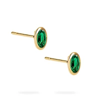 Yellow Gold Emerald Stud Earrings