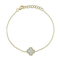 Clover Yellow Gold, Mother-of-Pearl and Diamond Pavé Bracelet