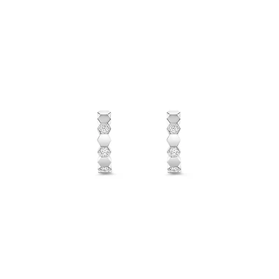 Bee de Chaumet Small White Gold and Diamond Hoop Earrings