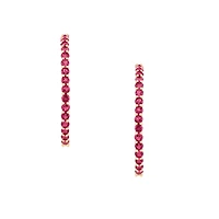 Pink Tourmaline Prong Set Hoop Earrings