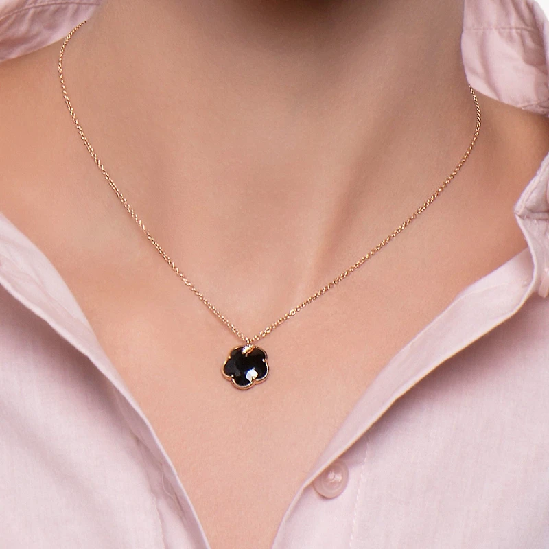 Petit Joli Rose Gold, Onyx and Diamond Pendant