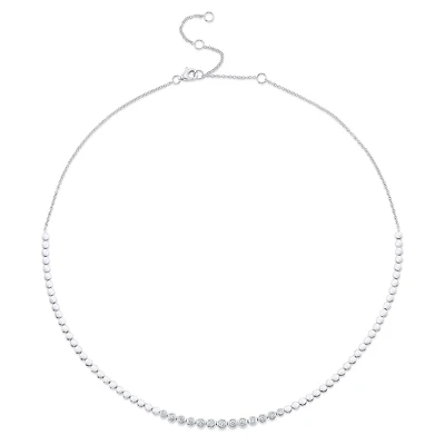 Faceted Ball White Gold and Diamond Necklace