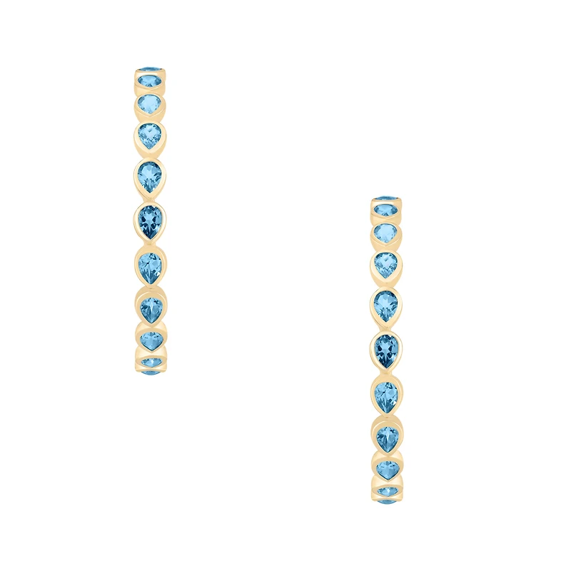 Topaz Pear Shape Hoop Earrings