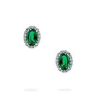 White Gold Emerald and Diamond Stud Earrings