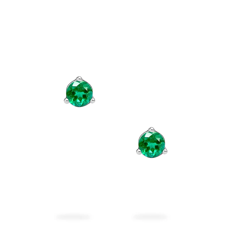White Gold Emerald Stud Earrings