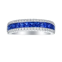 Blue Sapphire and Diamond Ring in White Gold