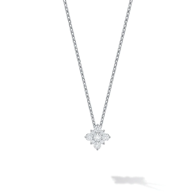 Diamond Square Cluster Pendant Necklace, Small