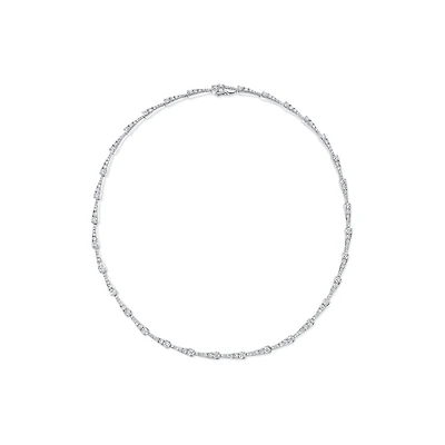 White Gold and Diamond Pavé Tapered Bar Necklace