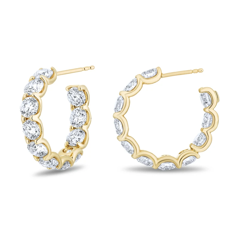 Diamond 3.00ct hoop earrings in yellow gold