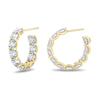 Diamond 3.00ct hoop earrings in yellow gold