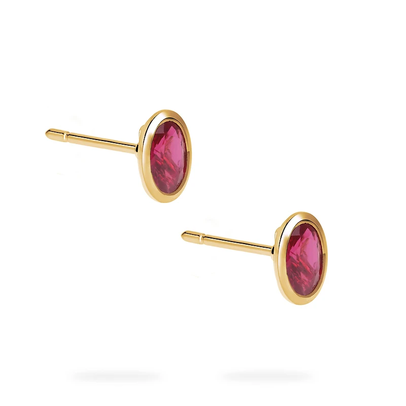 Yellow Gold Ruby Stud Earrings