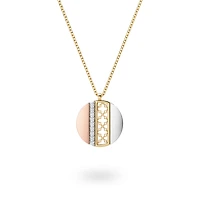 Diamond Circle Pendant Necklace, Tri-Gold