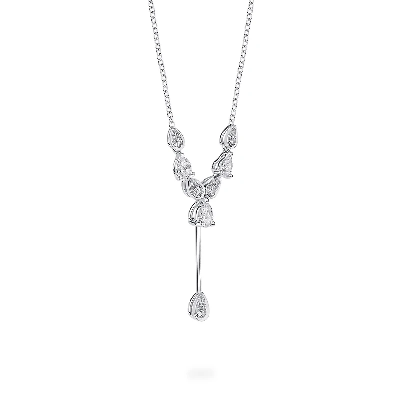 Diamond Drop Necklace in White Gold