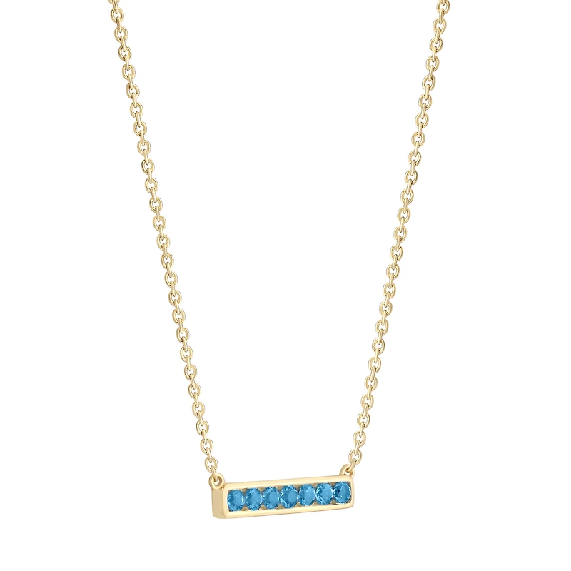 Topaz Horizontal Bar Neckalce in Yellow Gold