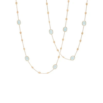 Siviglia Yellow Gold and Aquamarine Station Necklace