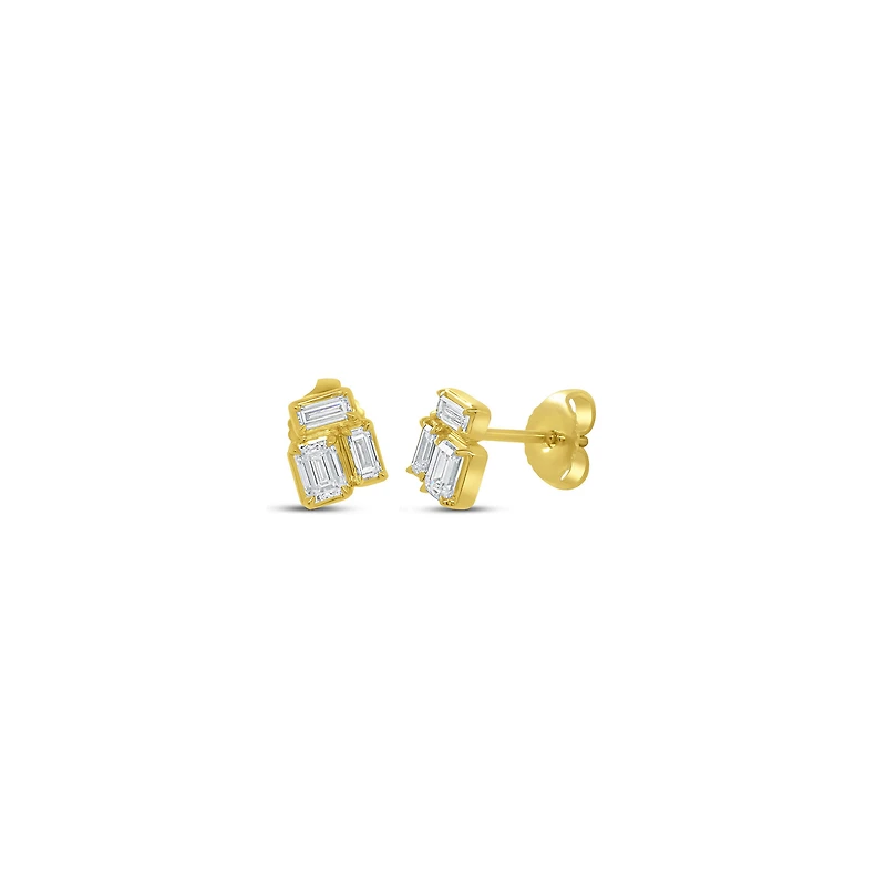 Alexandria Yellow Gold and Diamond Stud Earrings