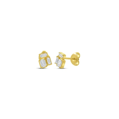 Alexandria Yellow Gold and Diamond Stud Earrings