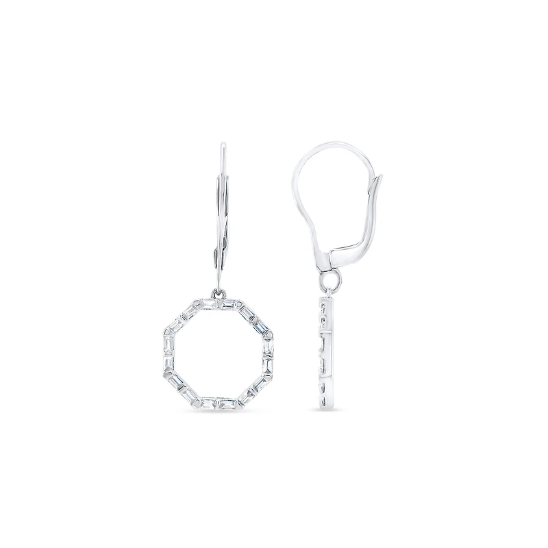 White Gold and Diamond Drop Hoop Earrings