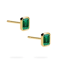Yellow Gold Emerald Stud Earrings