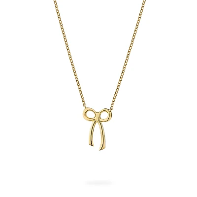 Yellow Gold Bow Pendant Necklace for Kids