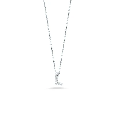 Tiny Treasures Love Letter L White Gold and Diamond Pendant