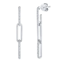 Kate White Gold and Diamond Paper Clip Link Earrings