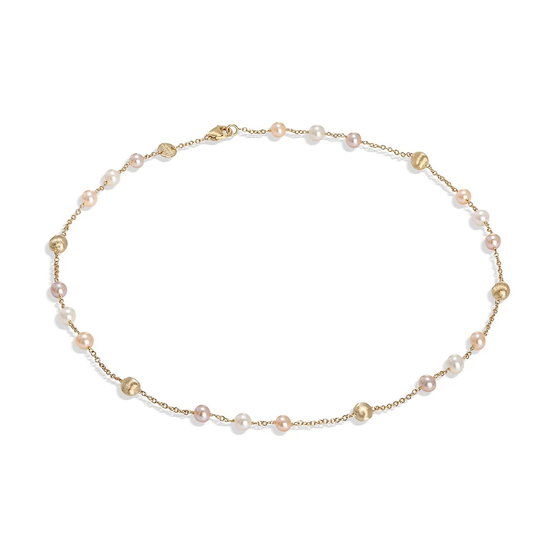Africa Yellow Gold and Pearl Necklace