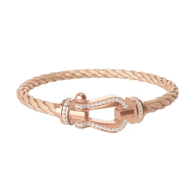 Force 10 Large Rose Gold and Single Row Diamond Pavé Cable Bracelet