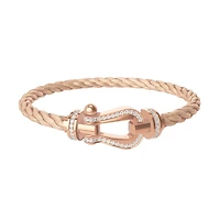 Force 10 Large Rose Gold and Single Row Diamond Pavé Cable Bracelet