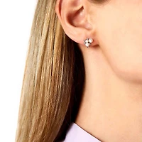 Trend White Gold Pearl and Diamond Stud Earrings