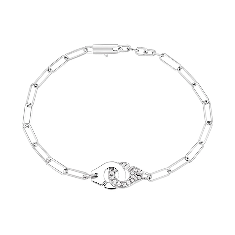 Menottes R10 White Gold and Diamond Pavé Bracelet