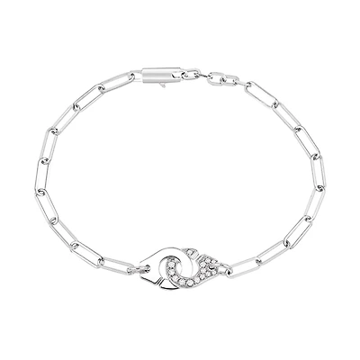 Menottes R10 White Gold and Diamond Pavé Bracelet