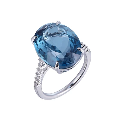 London Blue Topaz Ring in White Gold