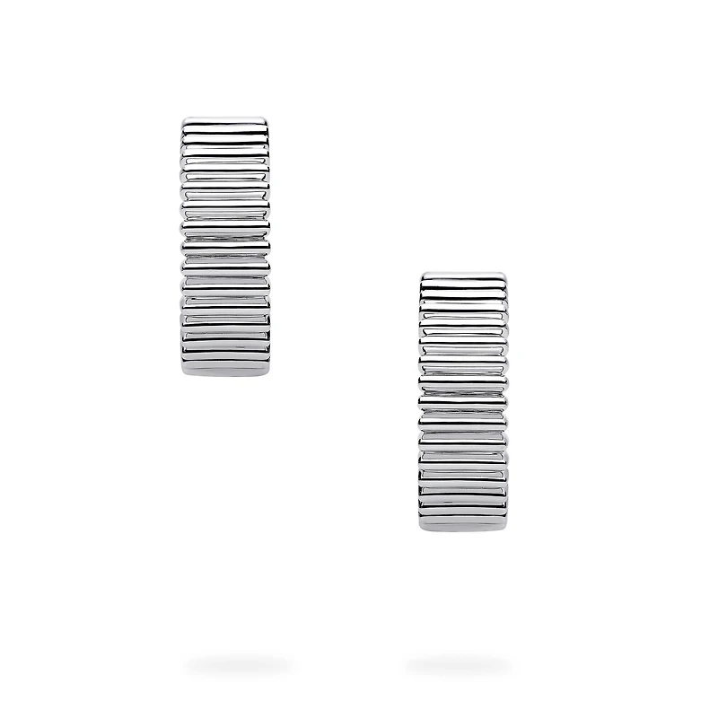 Silver Pleated Hoops
