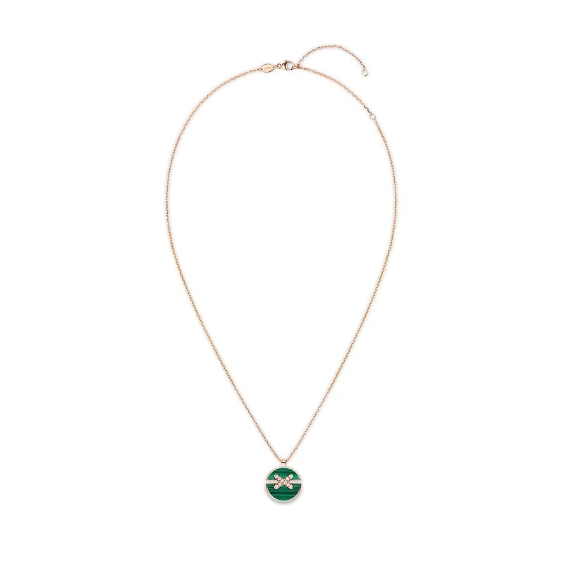 Jeux De Liens Harmony Medium Rose Gold, Malachite and Diamond Pendant
