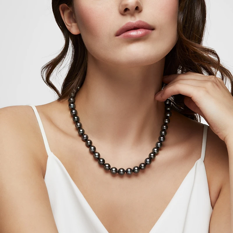 9-10mm White Gold Tahitian Pearl Necklace