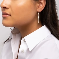Diamond Bezel Hoop Drop Earrings