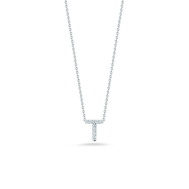 Tiny Treasures Love Letter T White Gold and Diamond Pendant