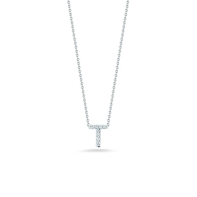 Tiny Treasures Love Letter T White Gold and Diamond Pendant