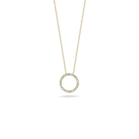 Tiny Treasures Circle of Life 12MM Yellow Gold Diamond Circle Necklace