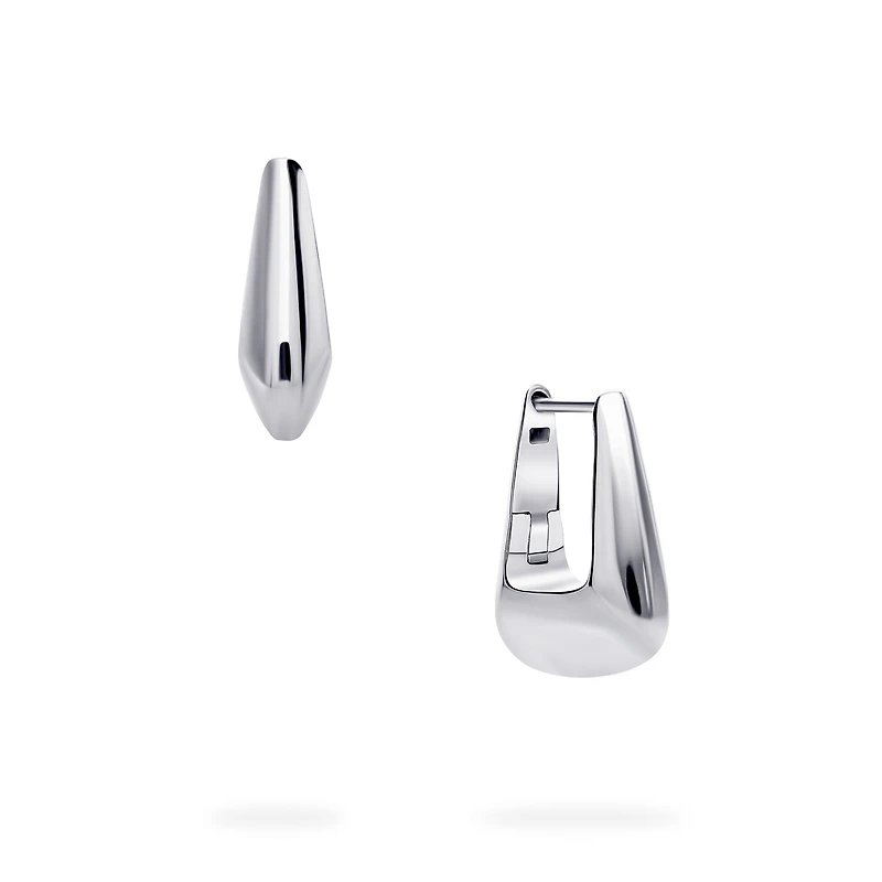 Sterling Silver Square Huggie Earrings