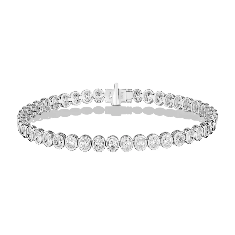Diamond oval cut line bracelet in white gold